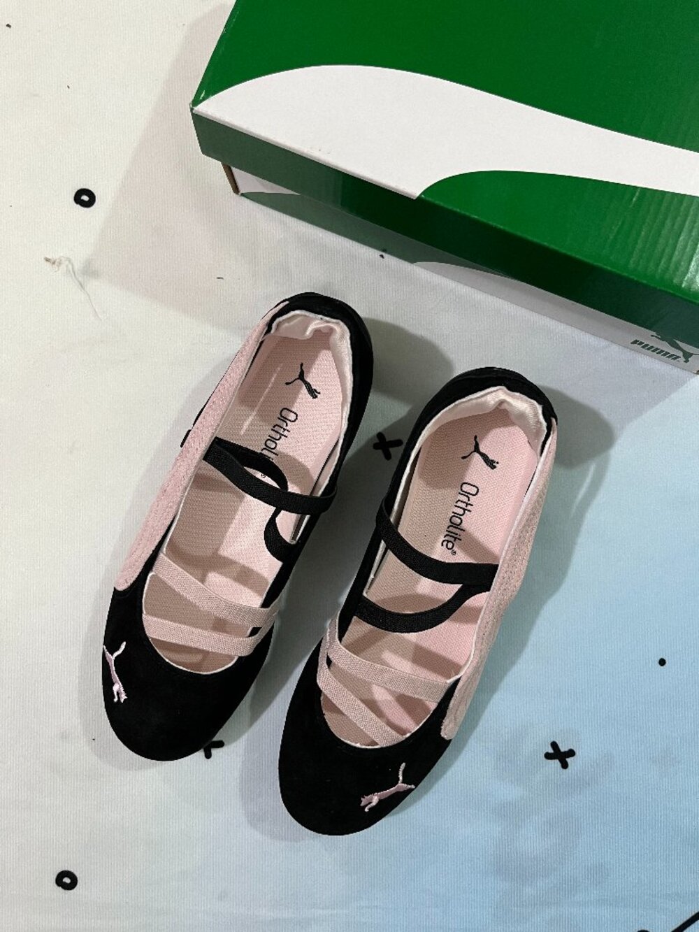 Puma Speedcat Black And Pink Suede Ballet Mary Jane Shoes